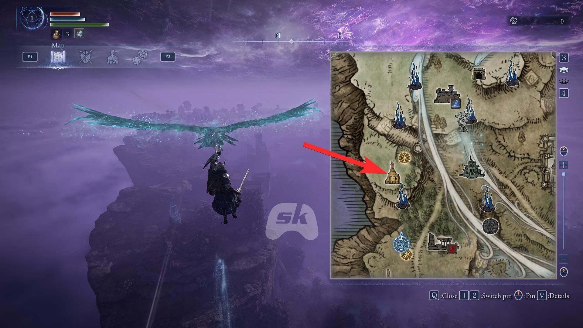 The church symbol on the map (Image via Sportskeeda Gaming || FromSoftware)